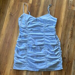 Elegant Blue Ruched Dress